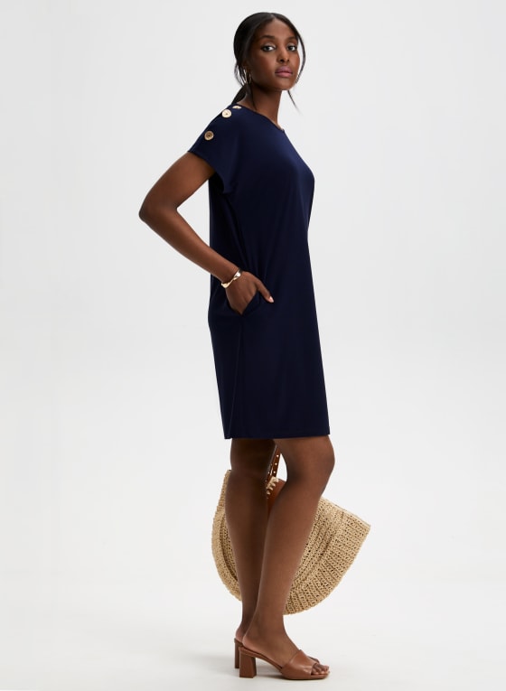 Decorative Button Detail Dress