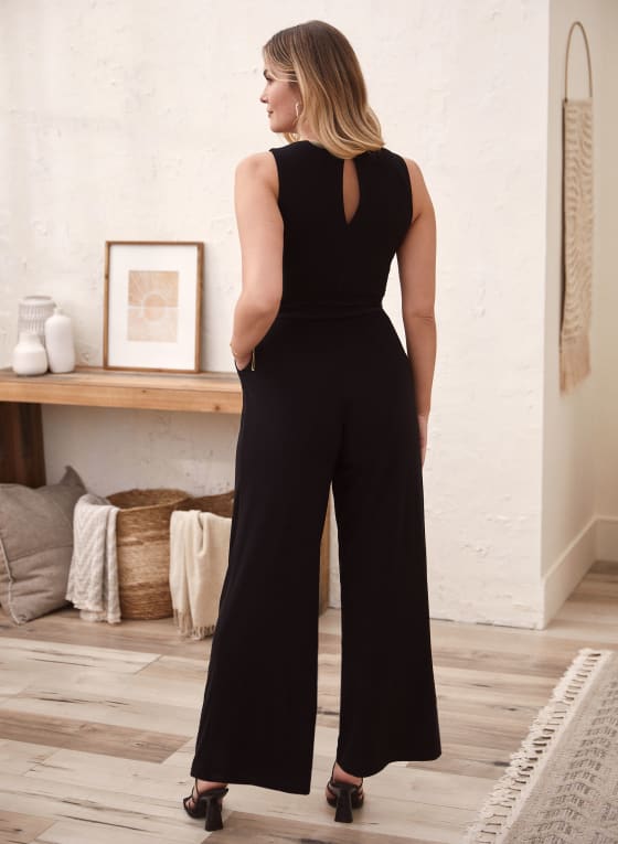 Zip Front Wide Leg Jumpsuit
