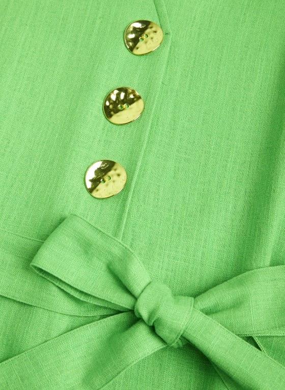 Linen Blend Button Front Dress
