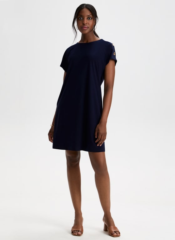 Decorative Button Detail Dress