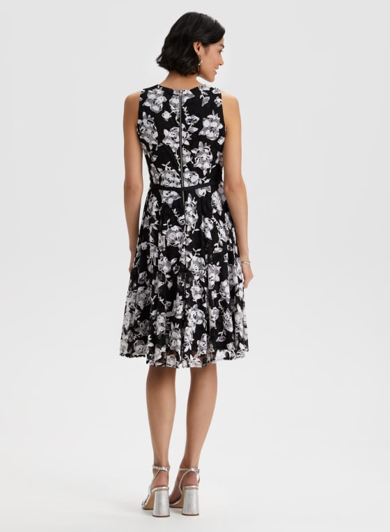 Floral Print Ribbon Belt Dress