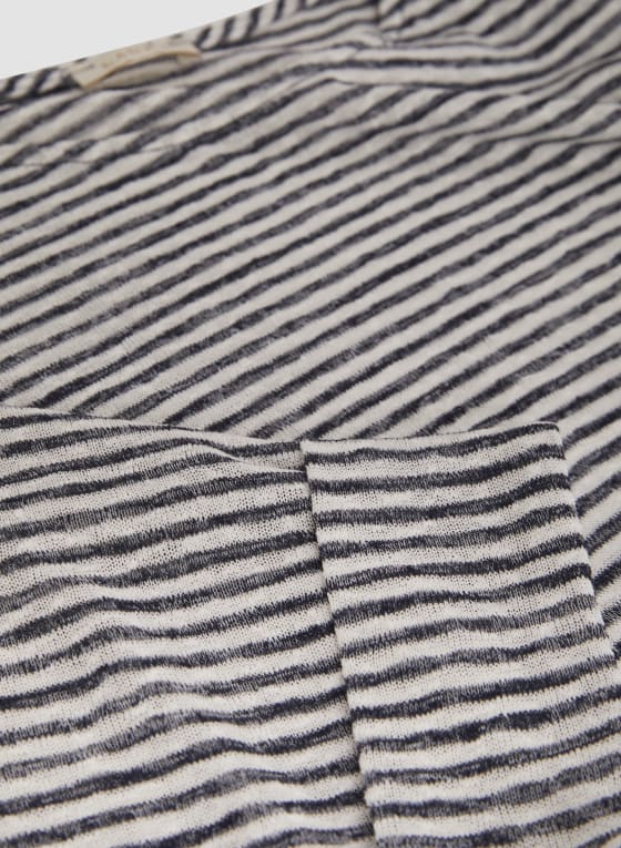 Striped Print Elbow Sleeve Top