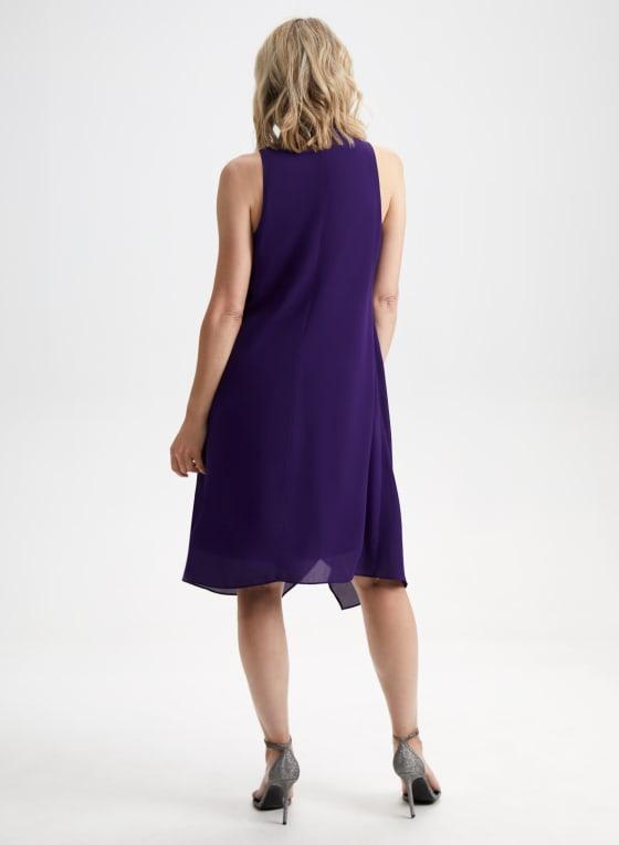 Sleeveless Mock Neck Chiffon Dress
