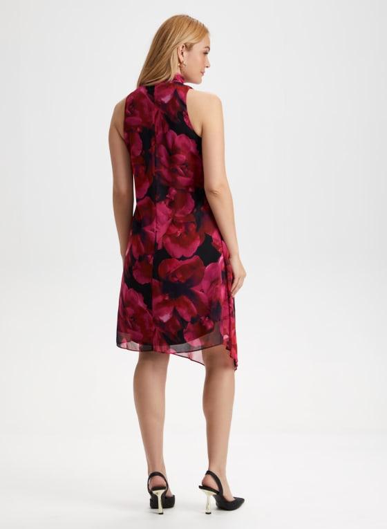 Mock Neck Floral Print Dress