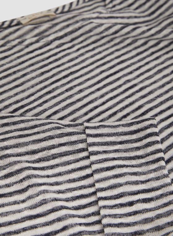 Striped Print Elbow Sleeve Top