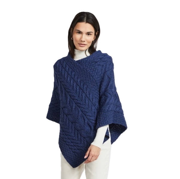 Aran Woollen Mills dames poncho Channe - Inkt