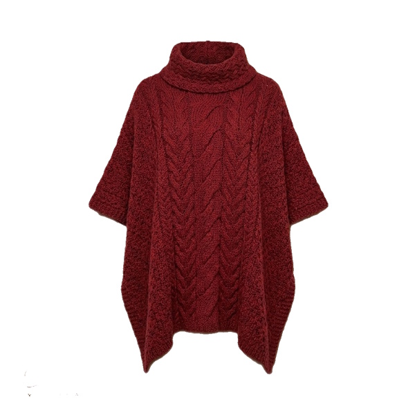 aran woollen mills poncho kelly warm red