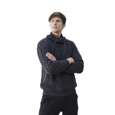 Aran Woollen Mills herentrui Bart - Charcoal