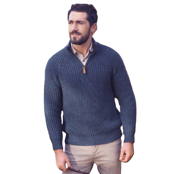 aran woollen mills visserstrui Colin Caspian Blue