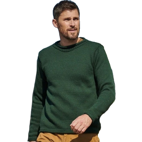 Aran Woollen Mills herentrui Dave in Moss Green