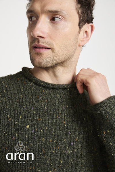 Aran Woollen Mills herentrui James - Groen – Bild 2