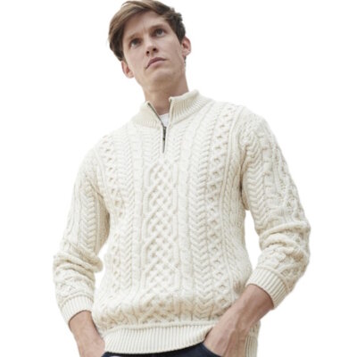 Aran Woollen Mills herentrui Lex - Naturel