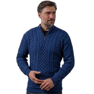 Aran Woollen Mills herentrui Lex - Blauw