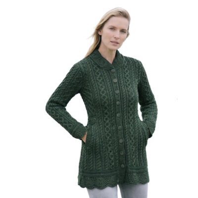 Aran Crafts Damesvest Fermanagh - Army Green