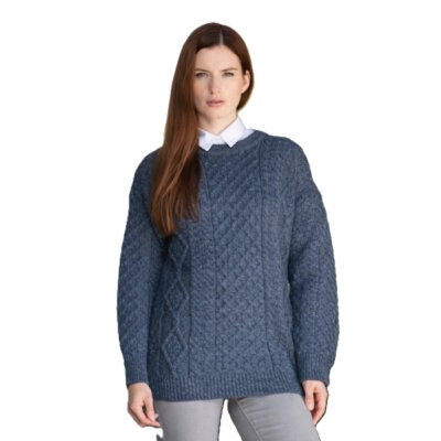 Aran Crafts trui (unisex) Inis Mór - Caspian Blue