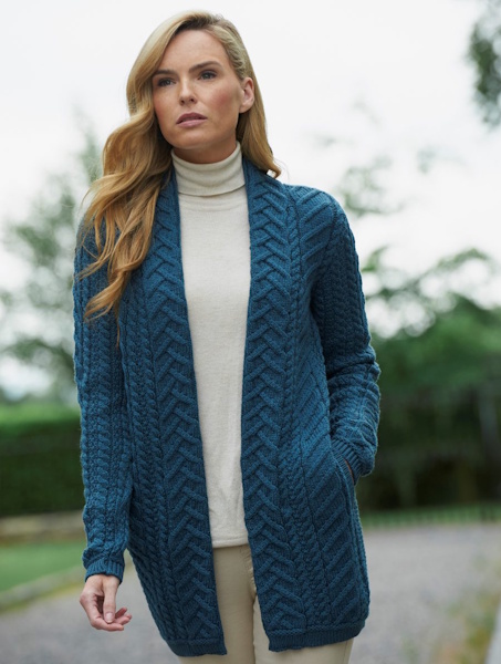 Aran Crafts Damesvest Bandon - Teal – Image 2
