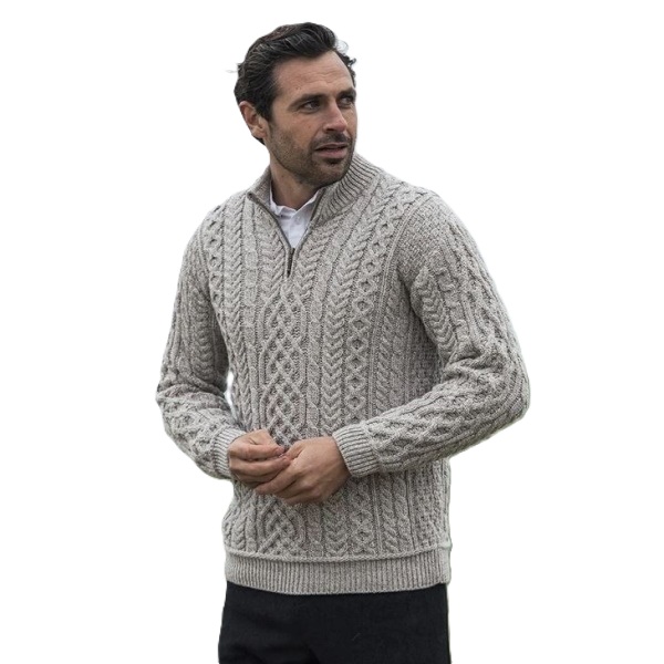 Aran Woollen Mills herentrui Lex - Toast Oat – Bild 2