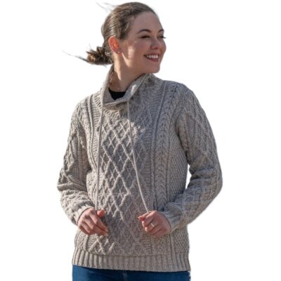 Aran Woollen Mills damestrui Louise - Toast Oat