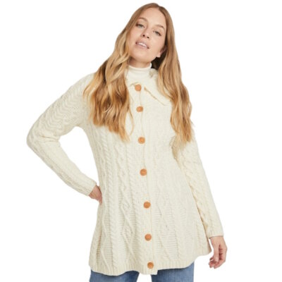 Aran Woollen Mills damesvest Renske  Naturel