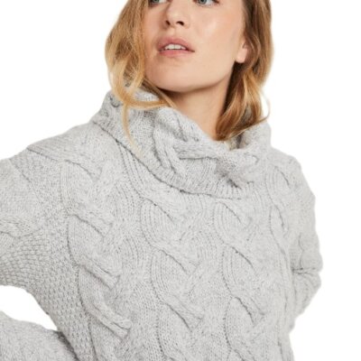 Aran Woollen Mills dames coltrui Lonneke -Ice Grey