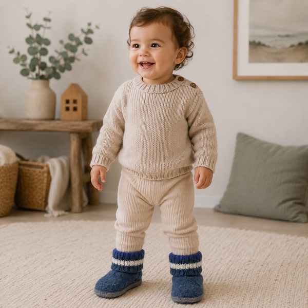 Haflinger kinderpantoffel Paul - Jeans - Afbeelding 2