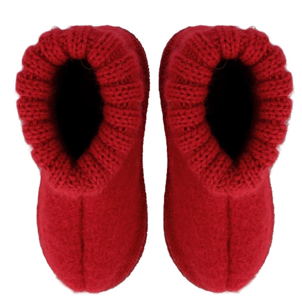 Haflinger kinderpantoffel Karl - Robijnrood - Afbeelding 2
