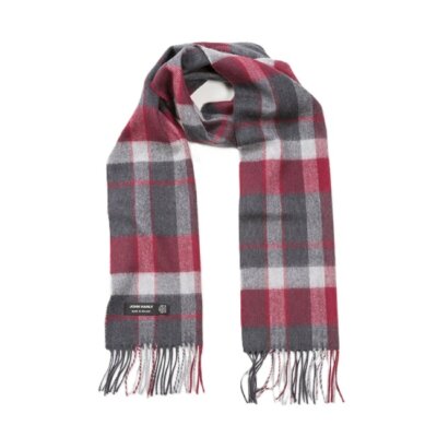 John Hanly Merino sjaal 140 antraciet rood zilver