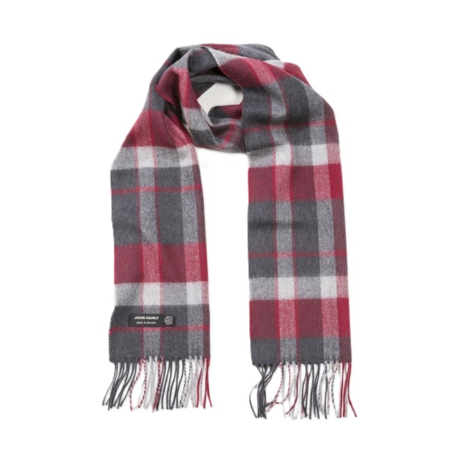 John Hanly Merino sjaal 140 antraciet rood zilver