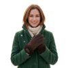 Liebo-warmbat-dames-handschoen-lammy-choco-on model-ZA