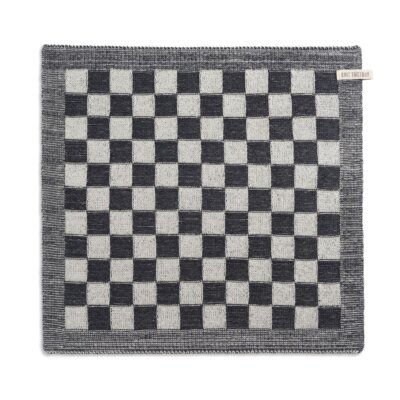 Knit Factory Keukendoek Block - Ecru Antraciet