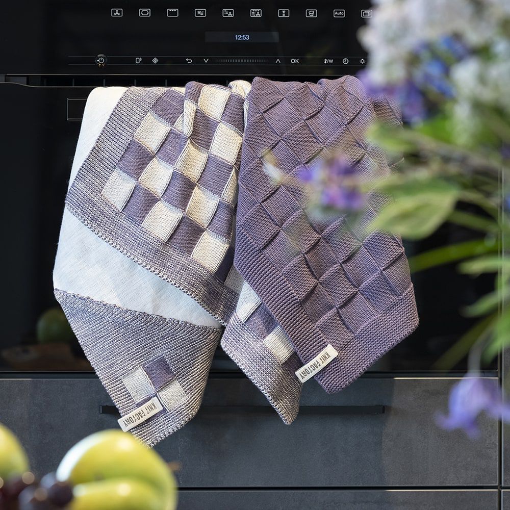 Knit Factory Theedoek Block - Ecru Mint - Afbeelding 3